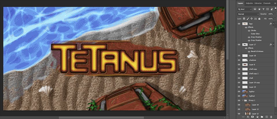 A look at the Tetanus title picture being made in Photoshop.