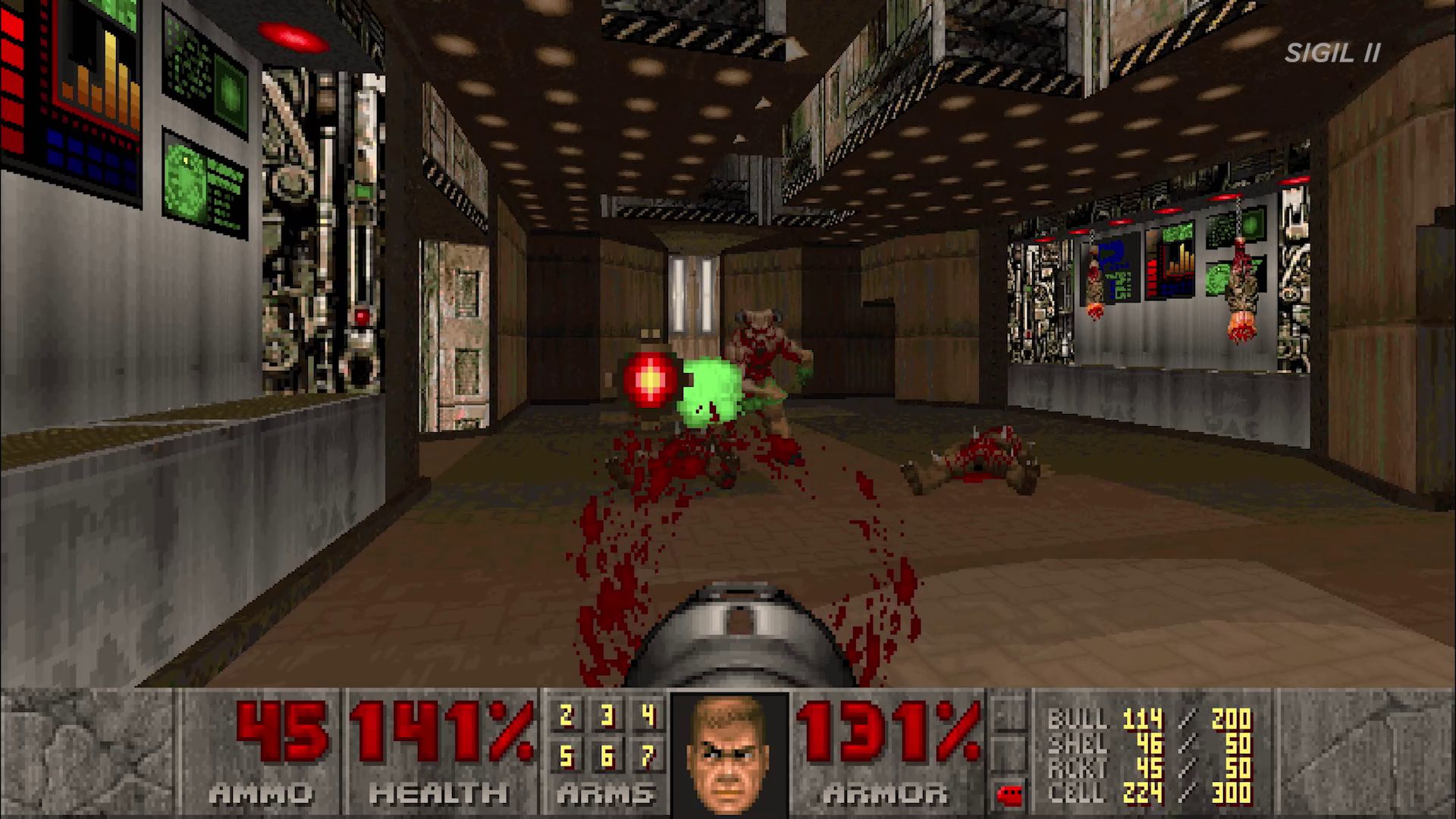 Shooting a weapon at oncoming enemies.