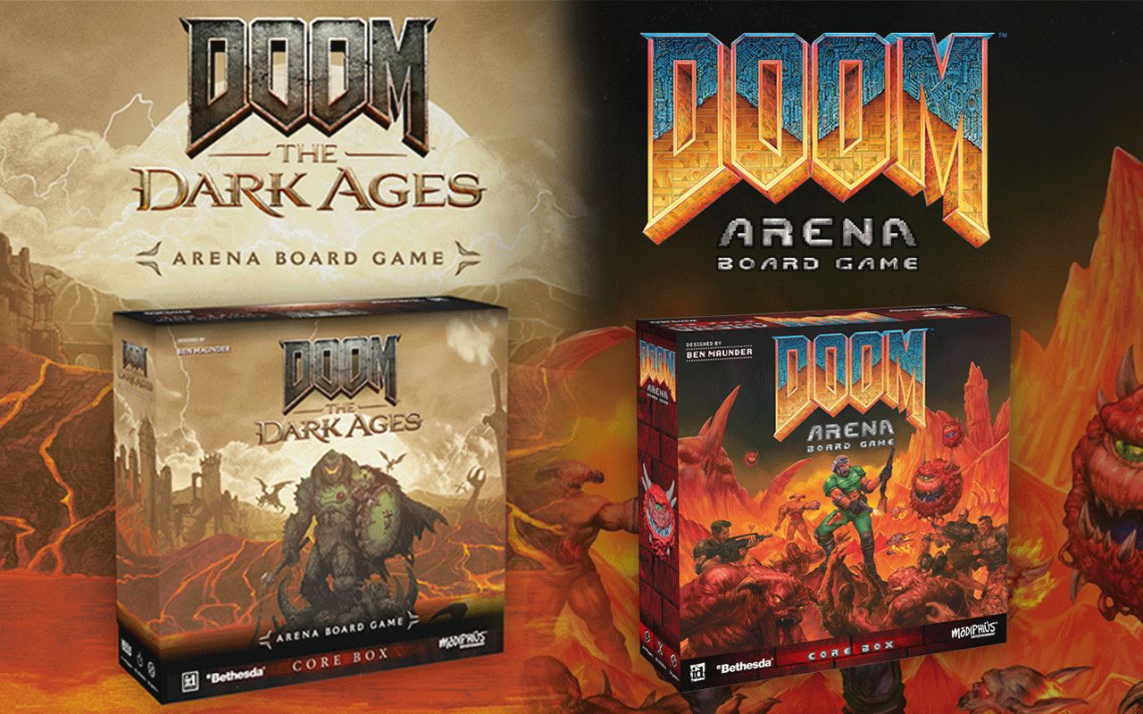 Side-by-side comparison of the Core Box for the Dark Ages and Classic editions of DOOM Arena Board Game