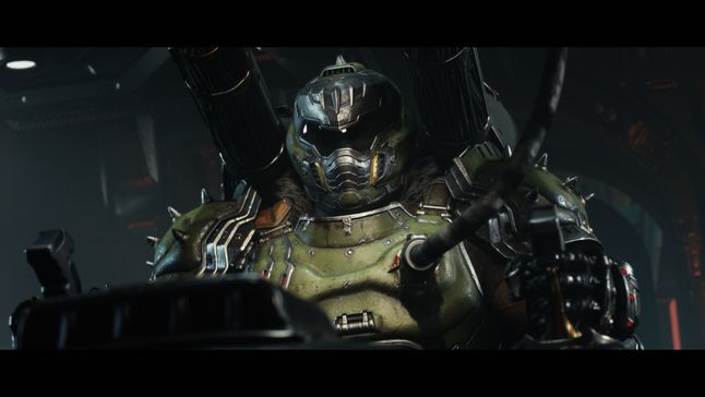 The DOOM Slayer boards the cockpit of his Atlan mech