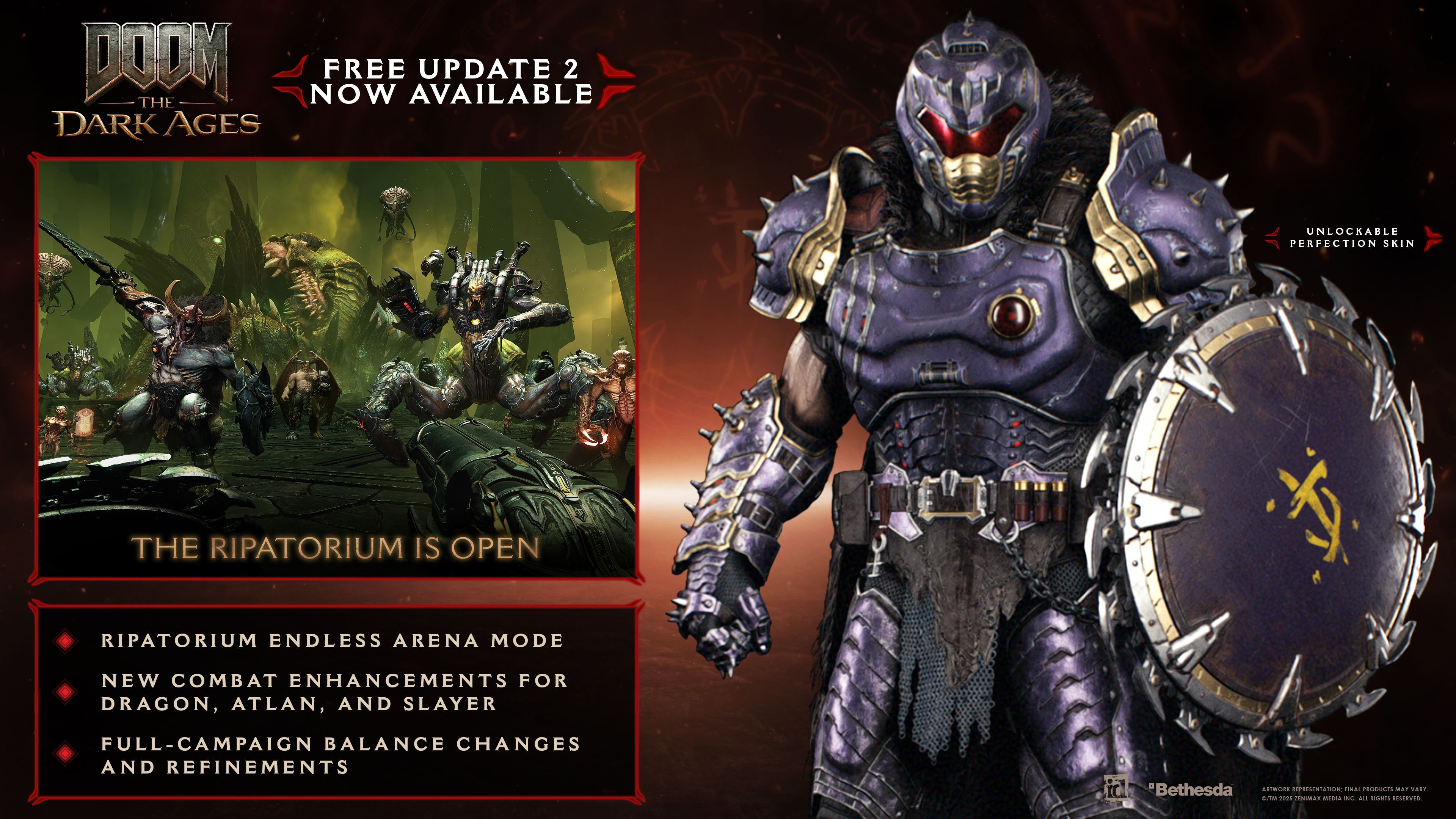 Image of all of the new features in DOOM: The Dark Ages Update 2.