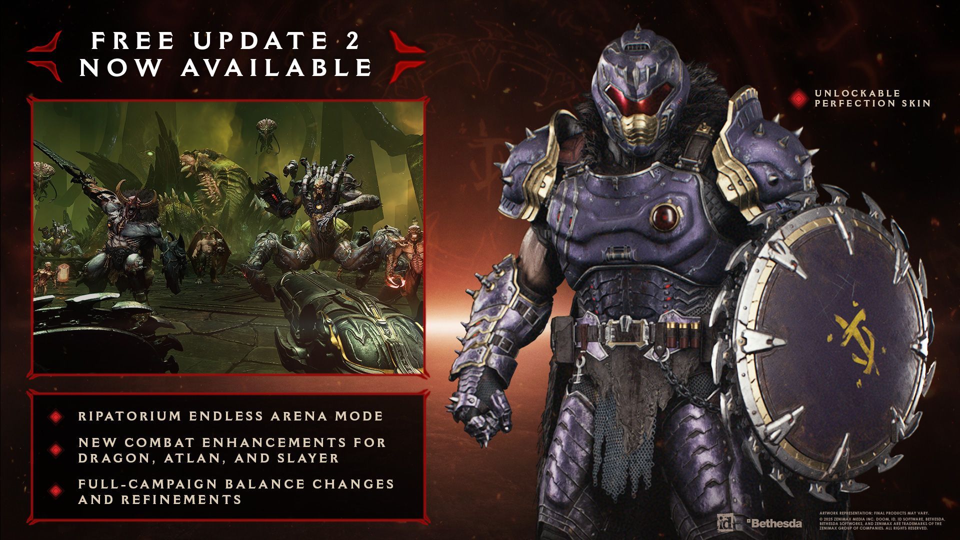 Image of all of the new features in DOOM: The Dark Ages Update 2.