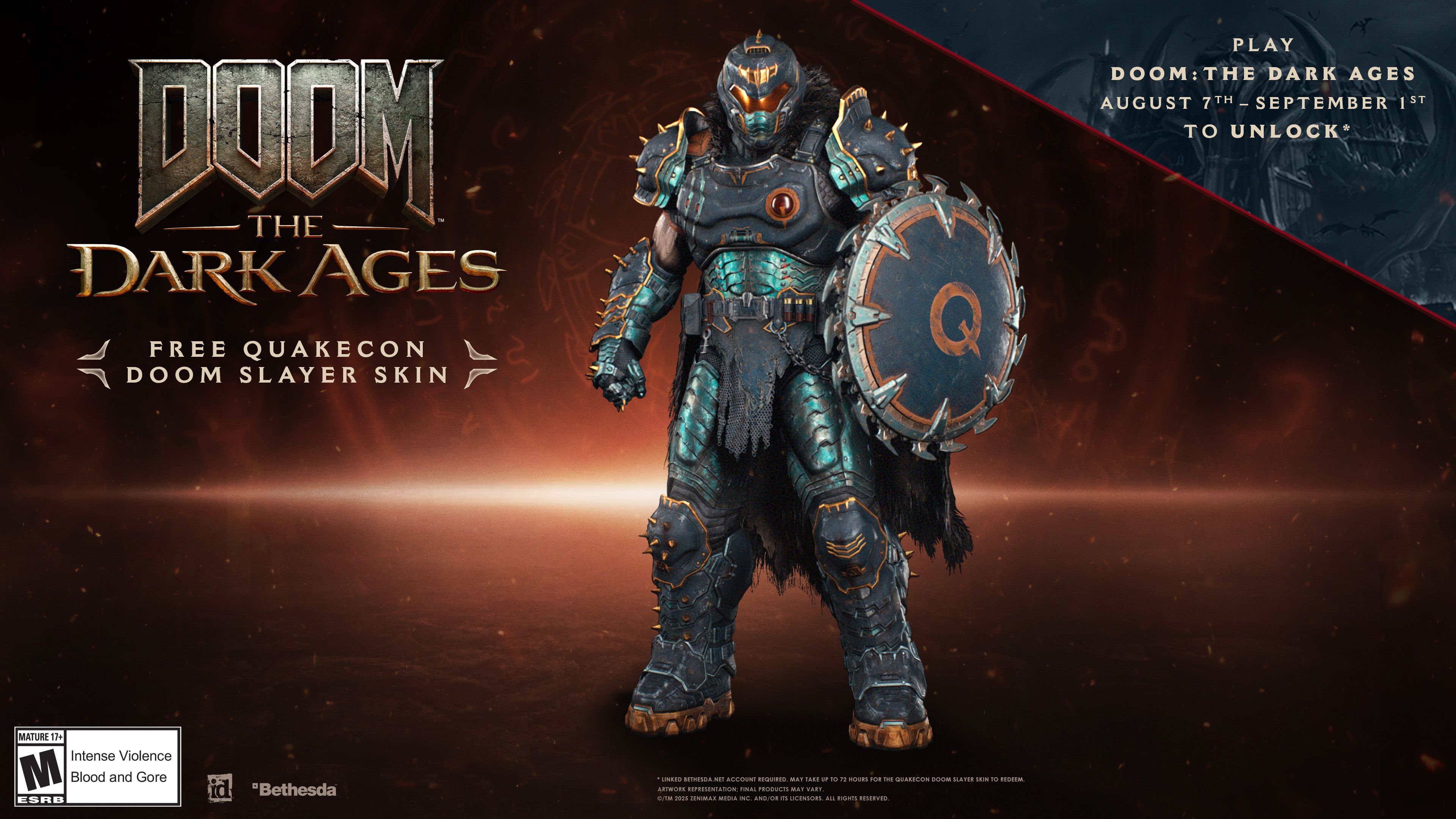 Image of the QuakeCon DOOM Slayer Skin available for a limited-time only.