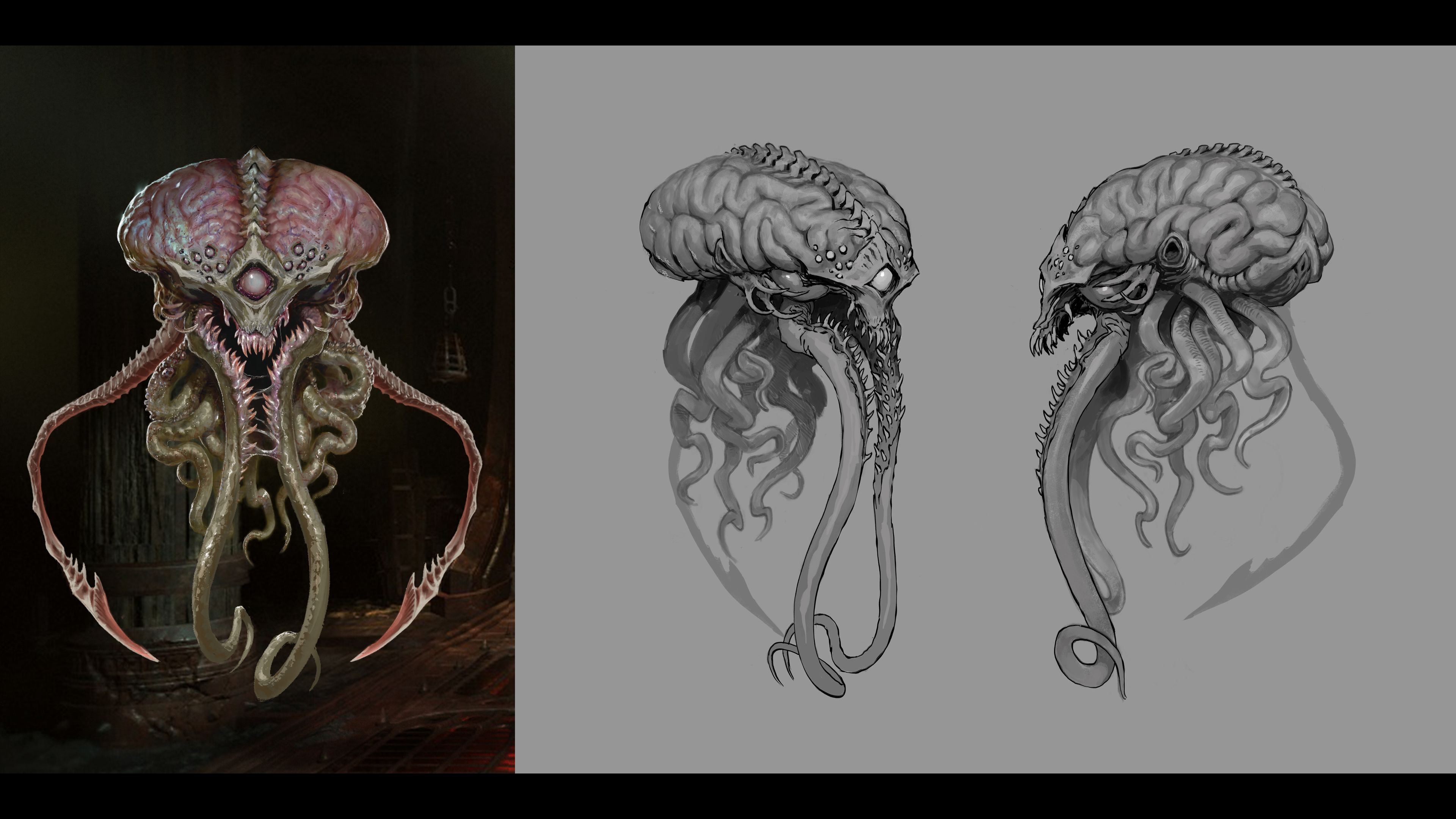 Concept artwork of the Cacodemon, including renderings from other angles.