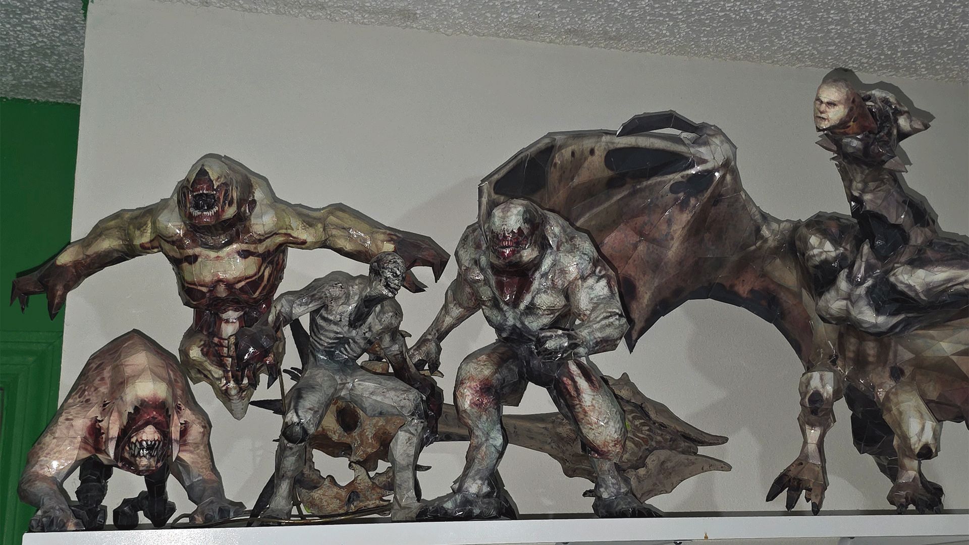 Papercraft figures painstakingly referenced from DOOM 3 enemy models