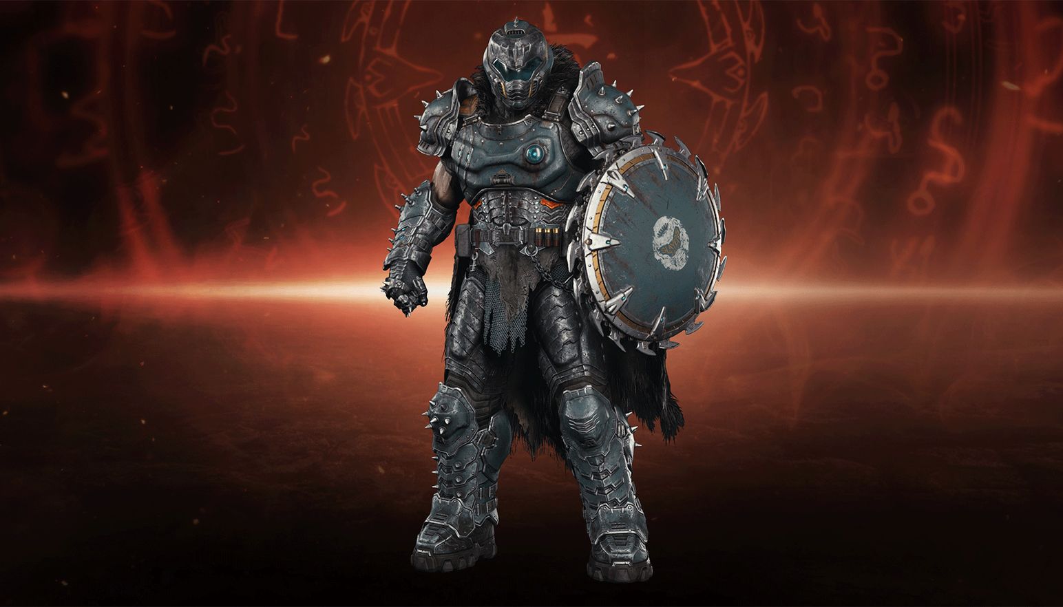 Art of the Slayer in a blue-grey and gold accent color scheme. The Shield Saw bears the same colors as well as a Slayers Club logo.
