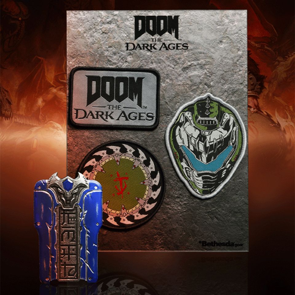 The Bundle also includes three iron-on patches and a zinc alloy Blue Keycard
