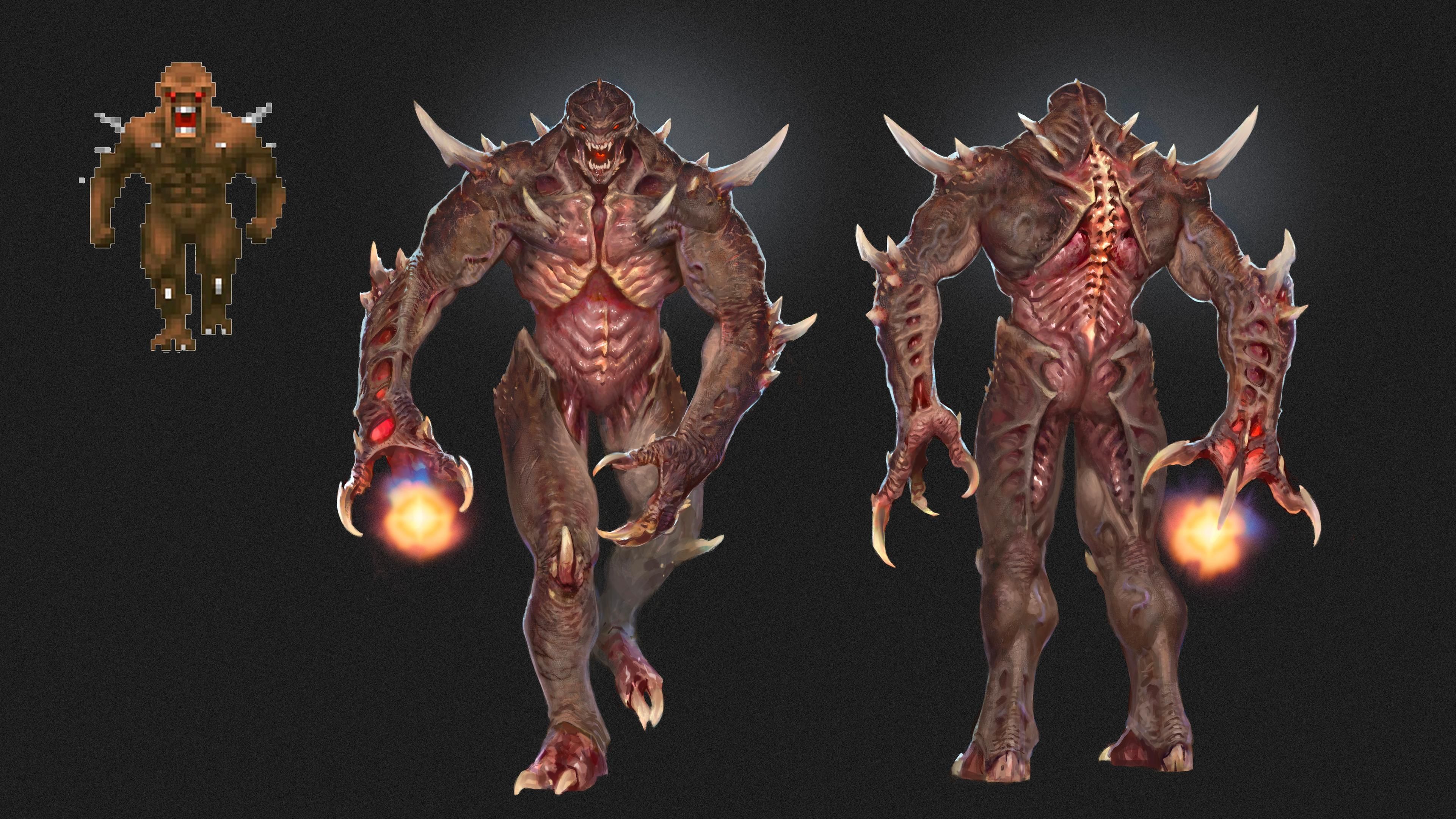 Concept artwork of the Imp Stalker featuring a reference of the Imp sprite from the classic DOOM games.