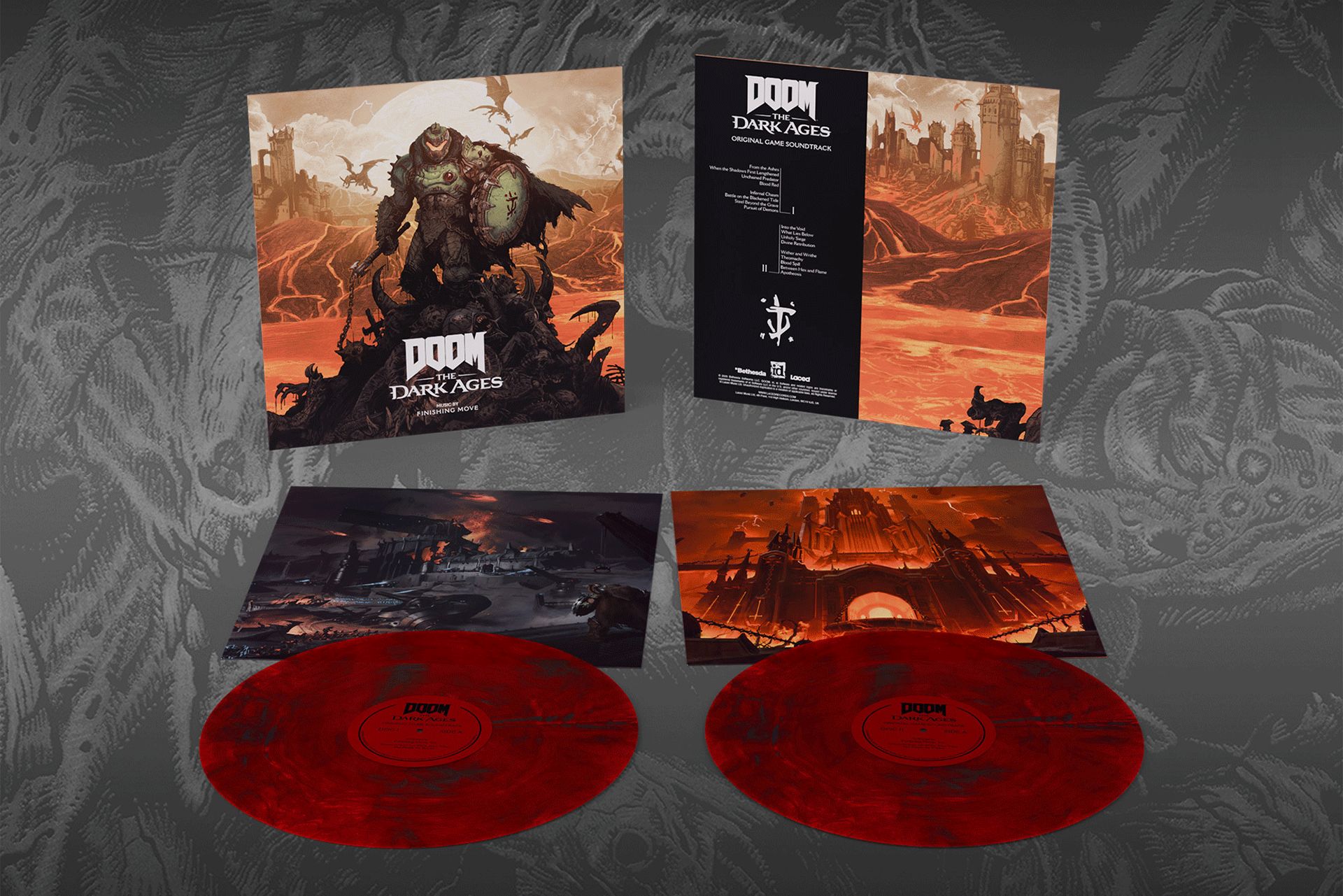 The DOOM: The Dark Ages Original Soundtrack Double LP set, containing two vinyl LP records.