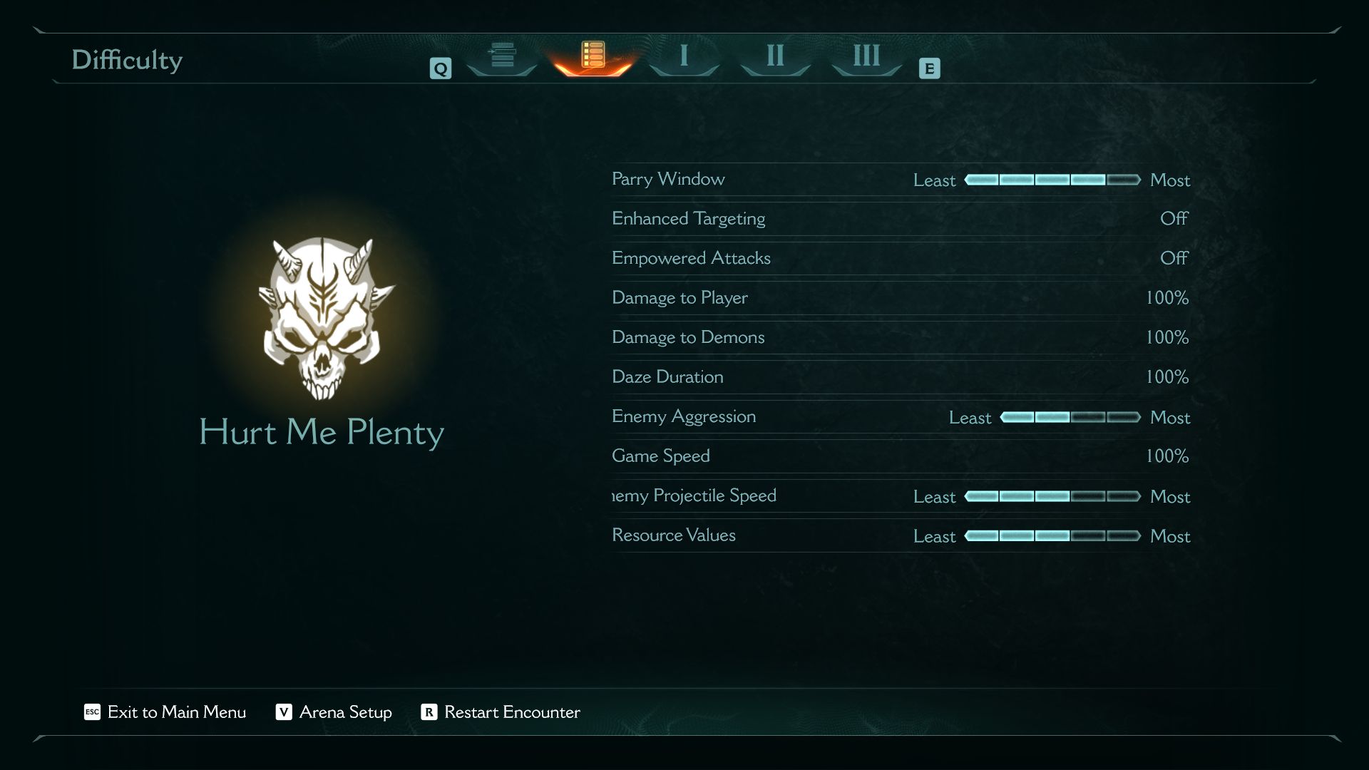 Screenshot from DOOM: The Dark Ages showing the Ripatorium's End of Level Summary Difficulty tab.