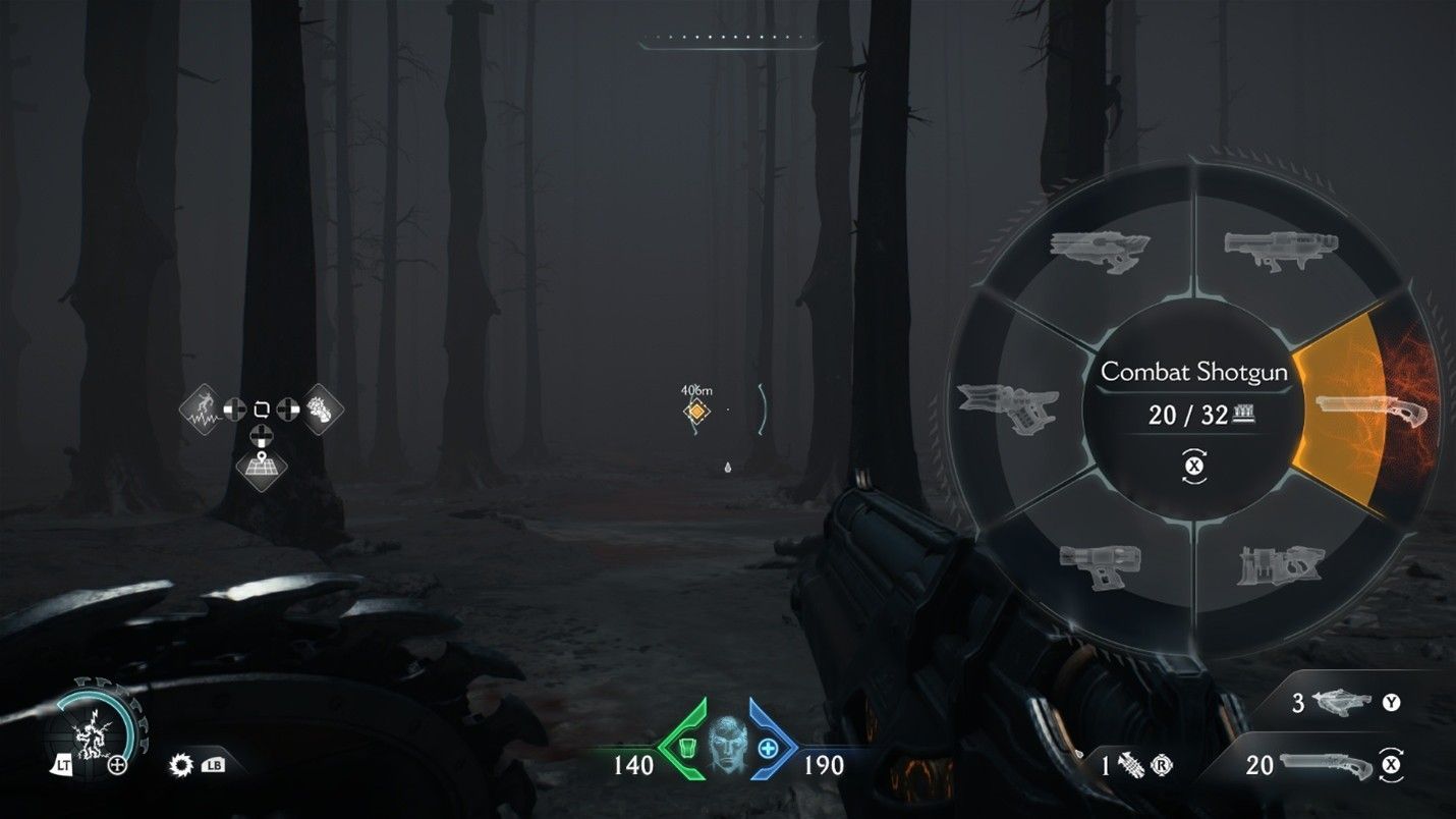 Screenshot from DOOM: The Dark Ages showing the updated weapon wheel.