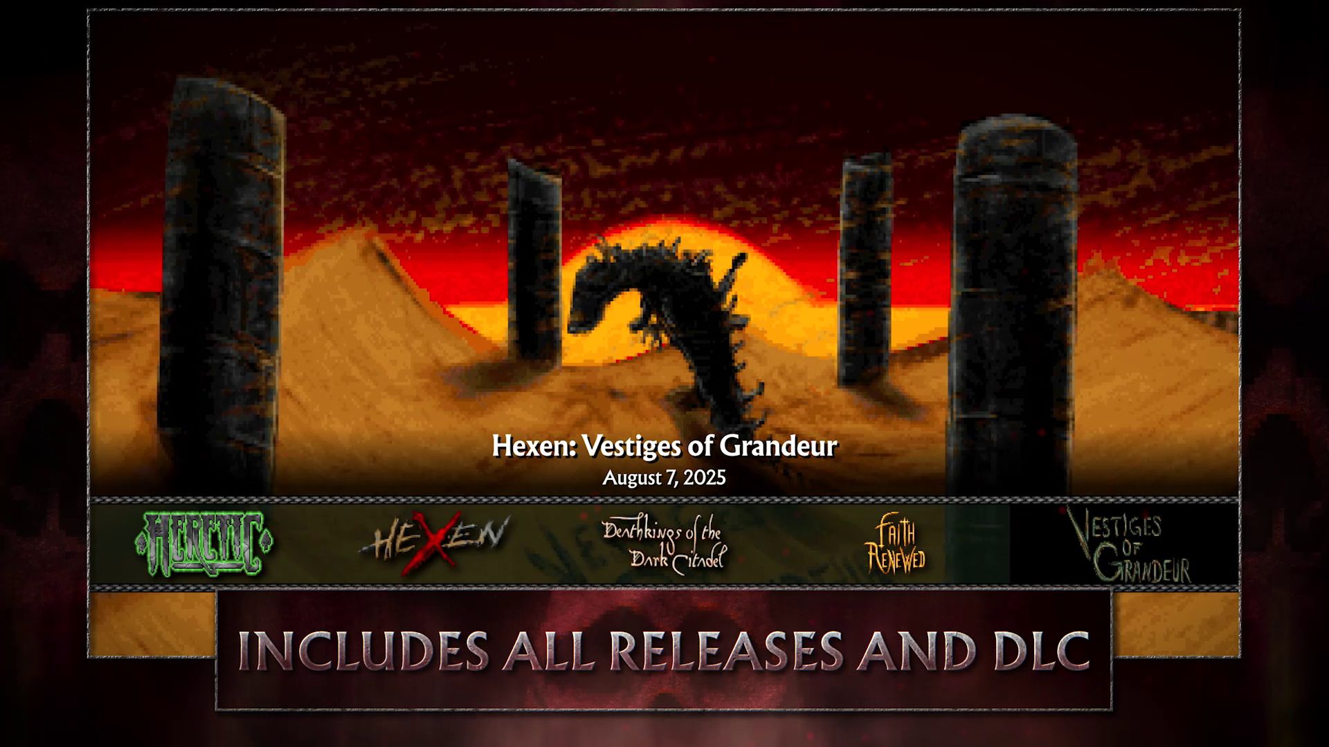 Image of all episodes included in Heretic + Hexen.