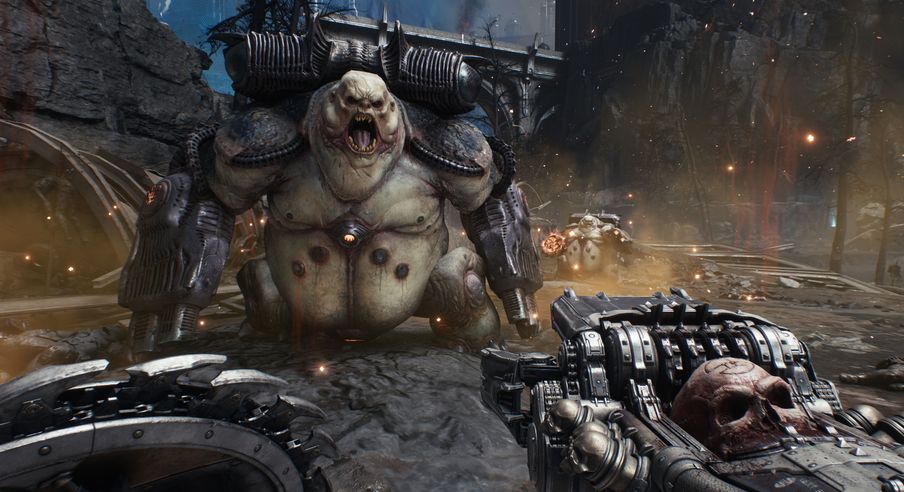 Le Slayer se préparant à affronter un grand démon qui s’approche de lui.