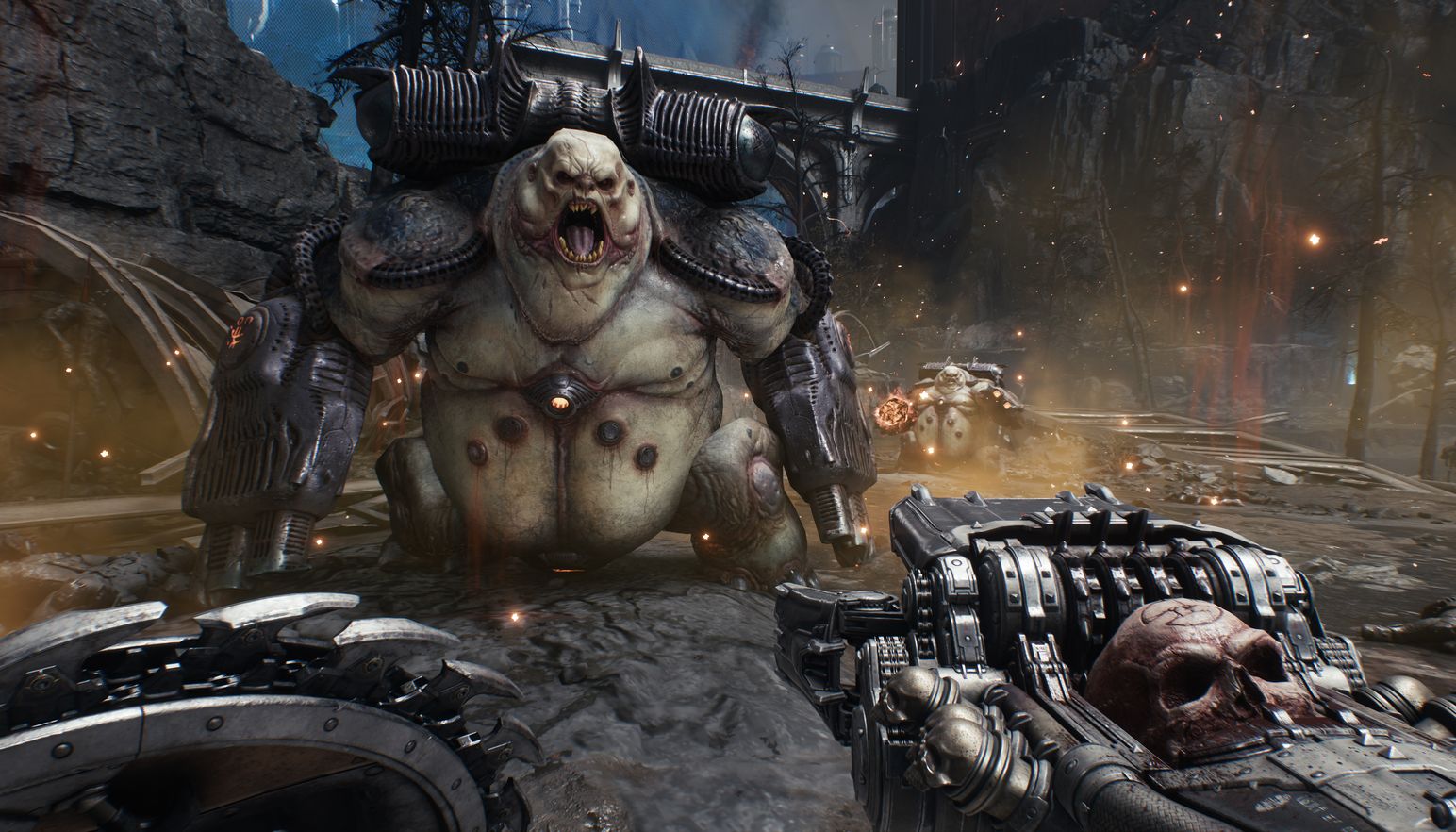 The player faces against a pairs of gargantuan demons.