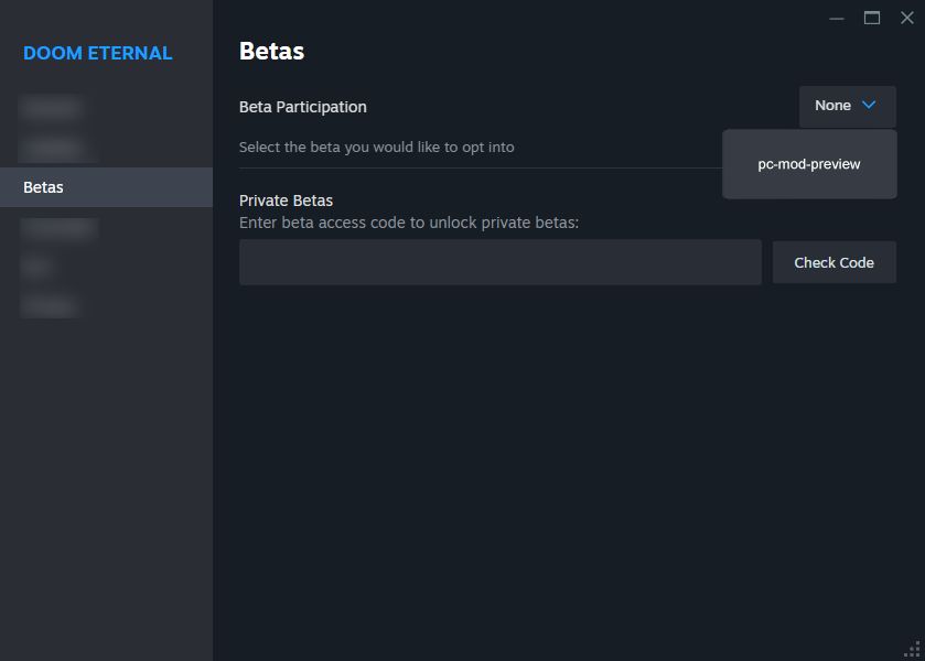 Steam PC Mod Preview opt-in