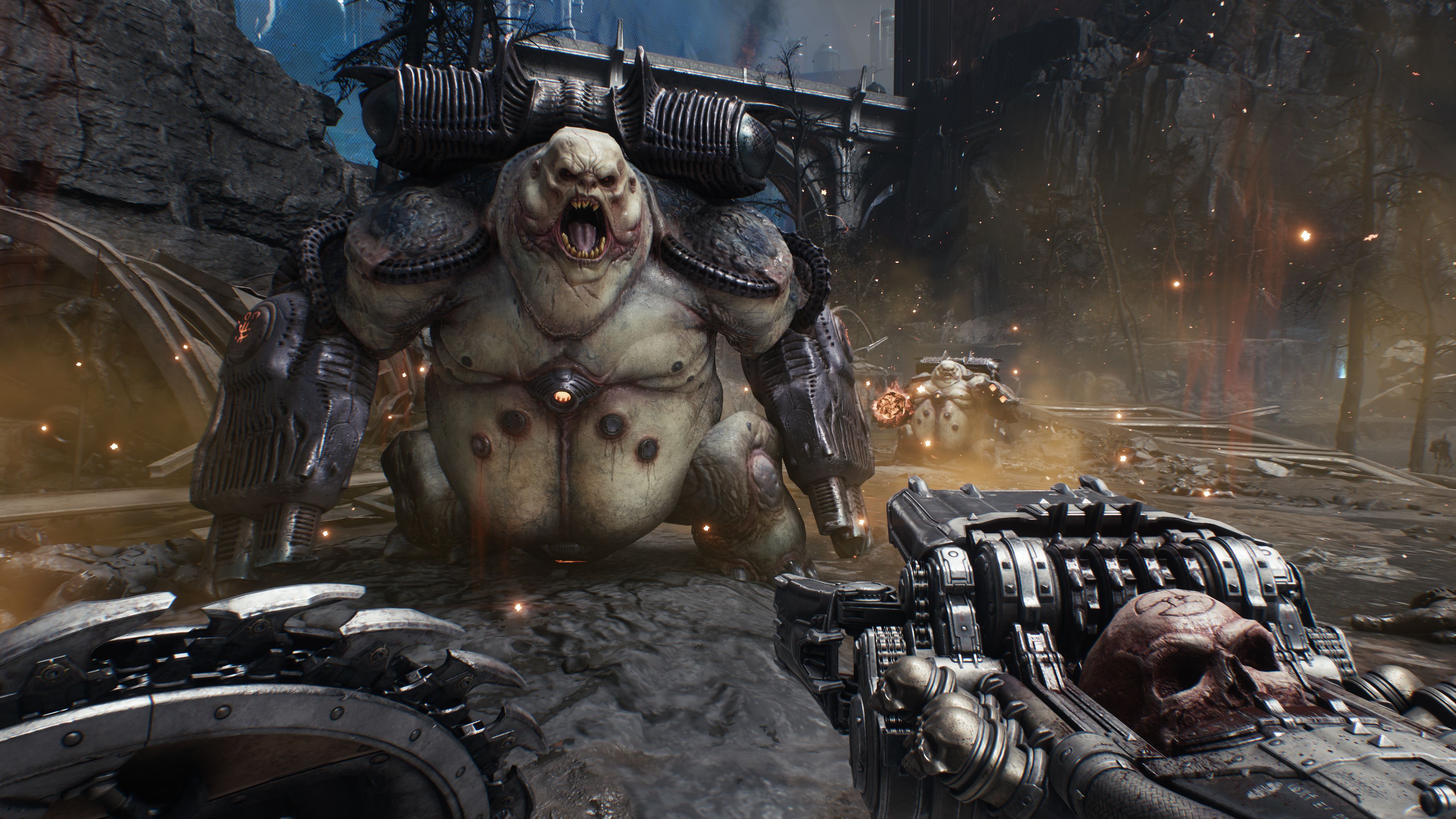 The player faces against a pairs of gargantuan demons.
